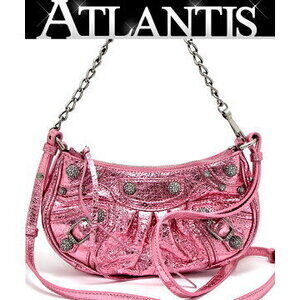 Balenciaga Le Cagole Shoulder Bag Leather Metallic Pink